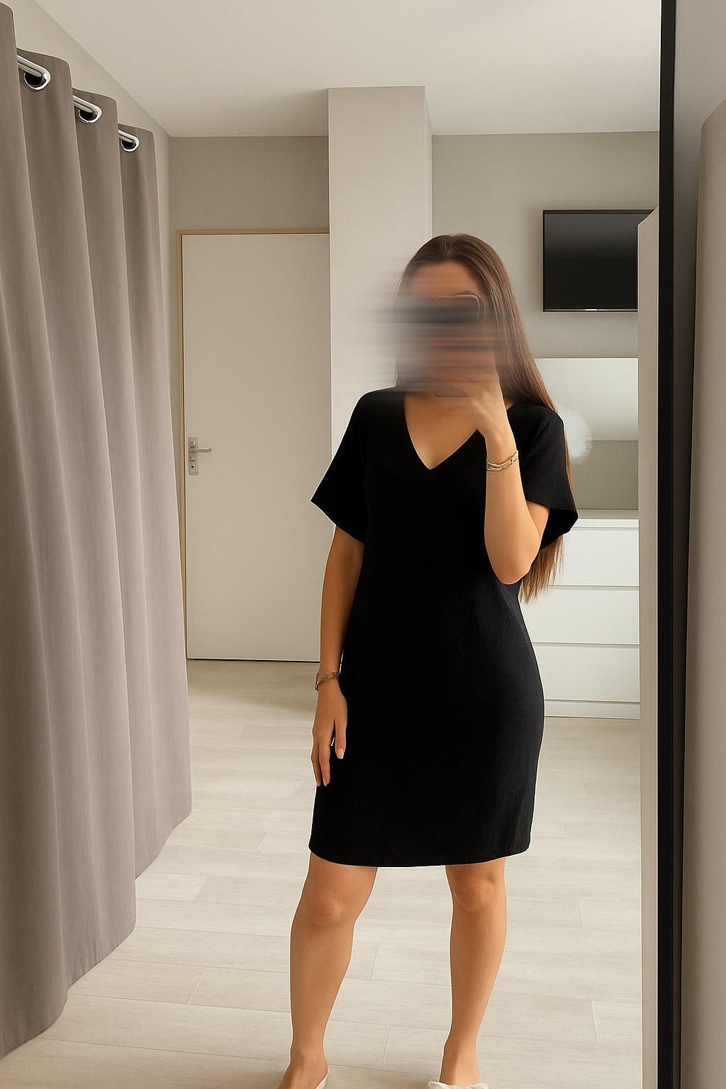 Robe en gaz de coton col V