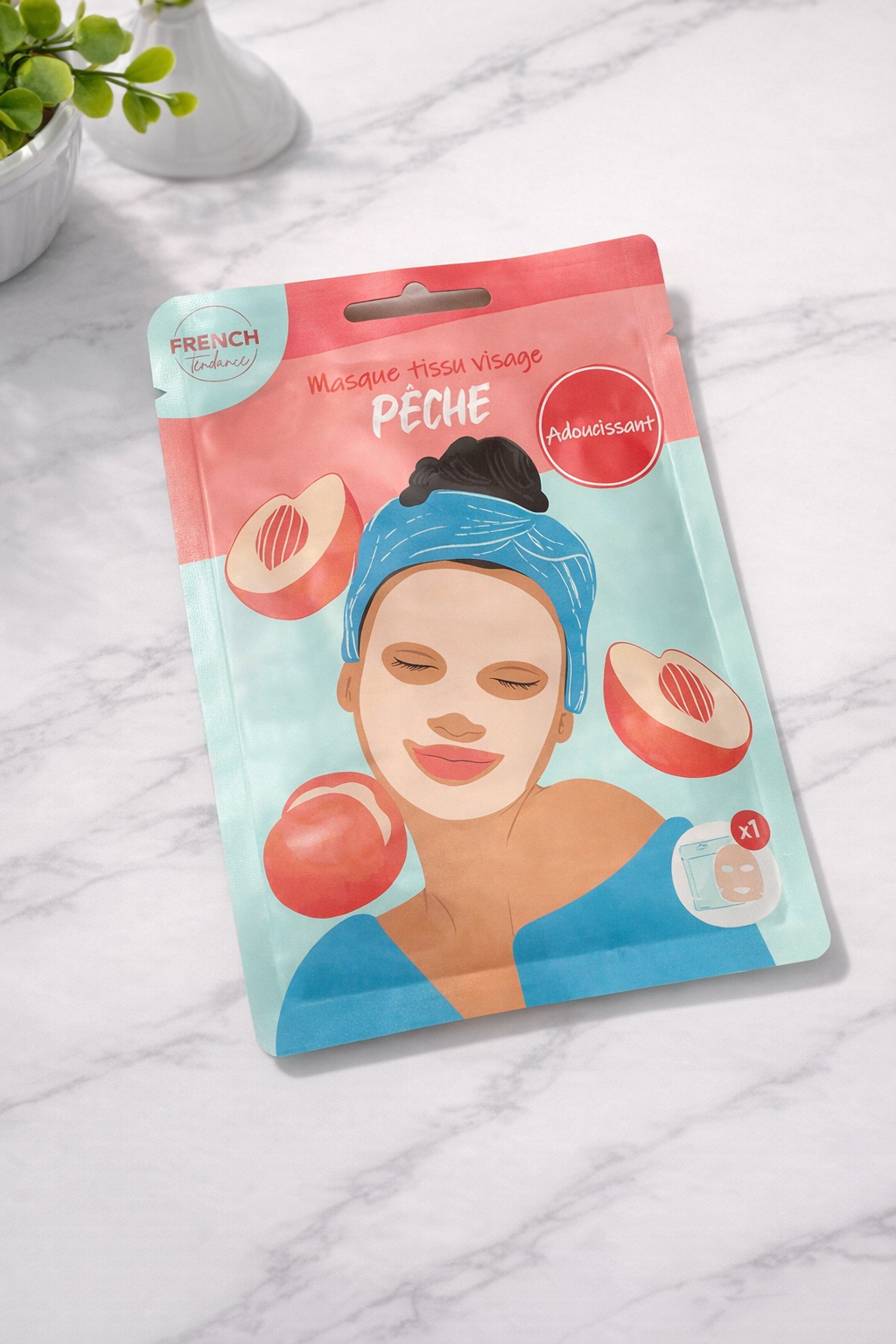 Masque tissu visage Pêche