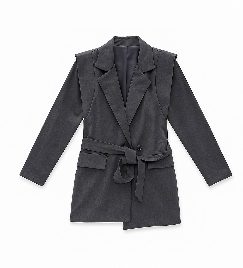 Blazer à épaulettes avec ceinture