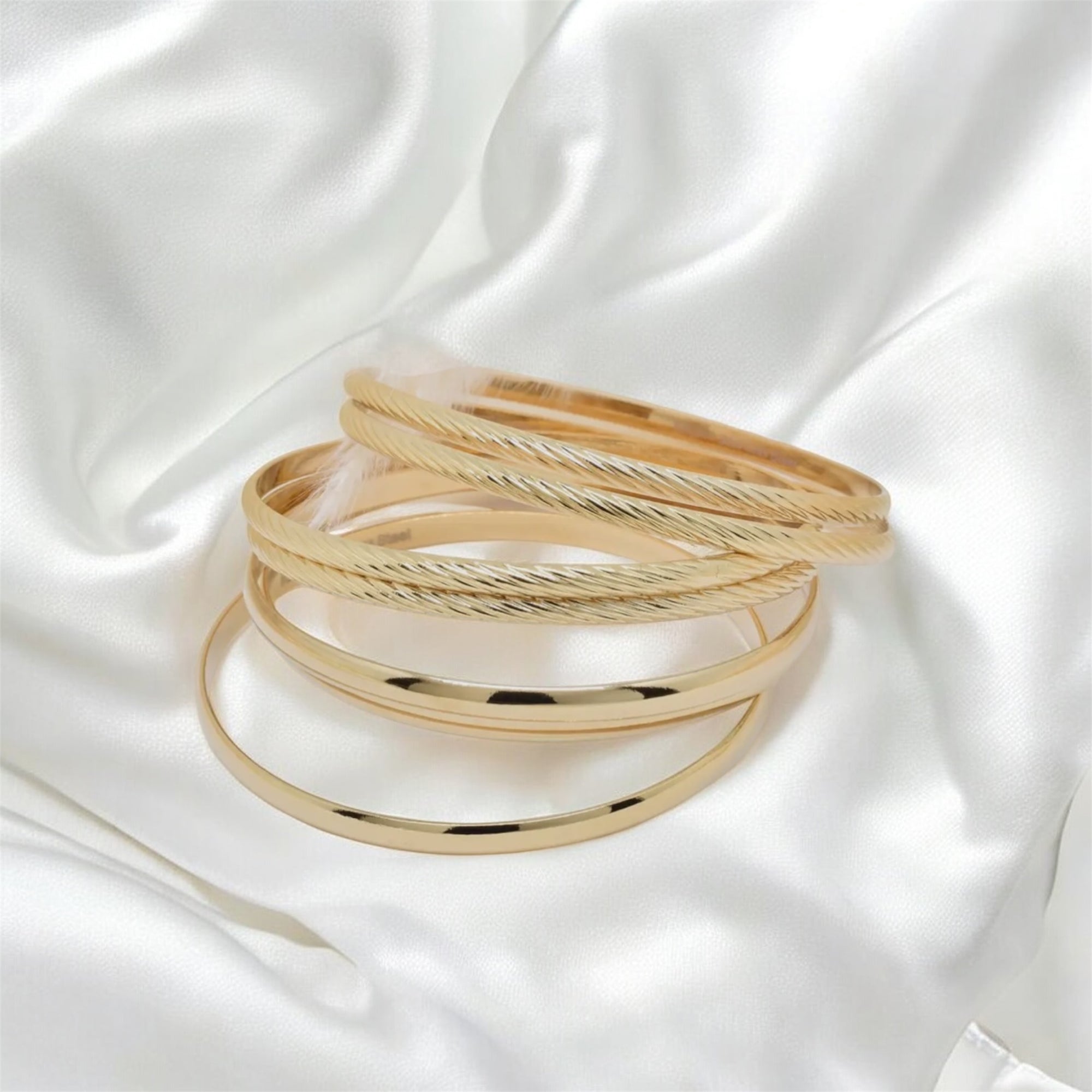 Bracelet jonc doré 7pcs - Acier inoxydable