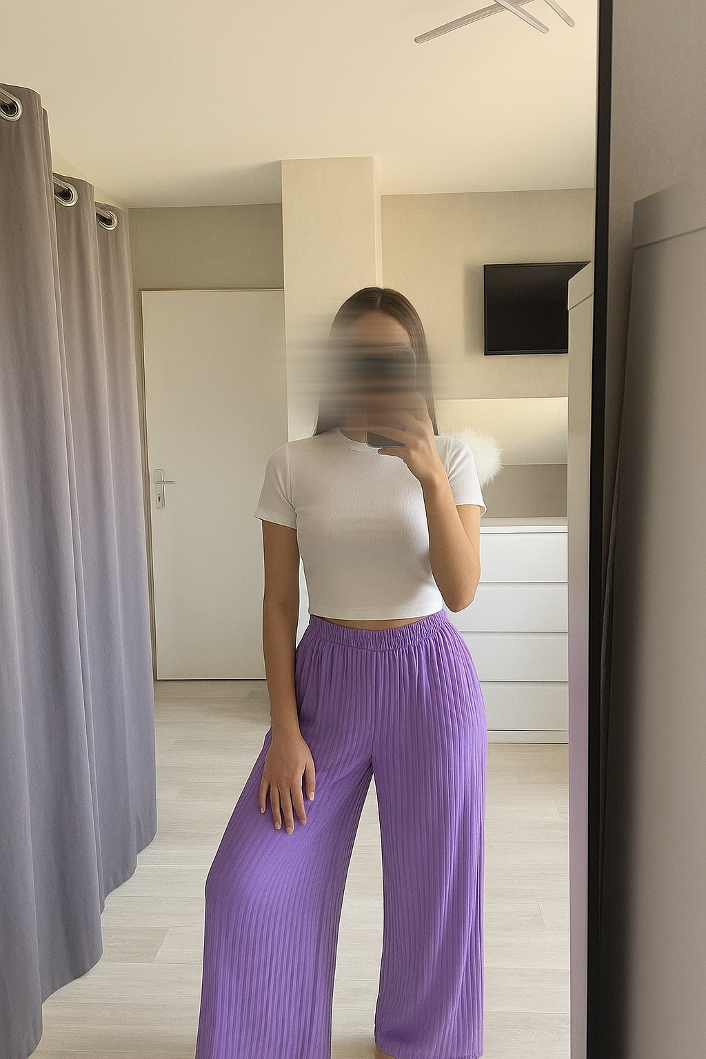 Pantalon plissé fluide, avec doublure